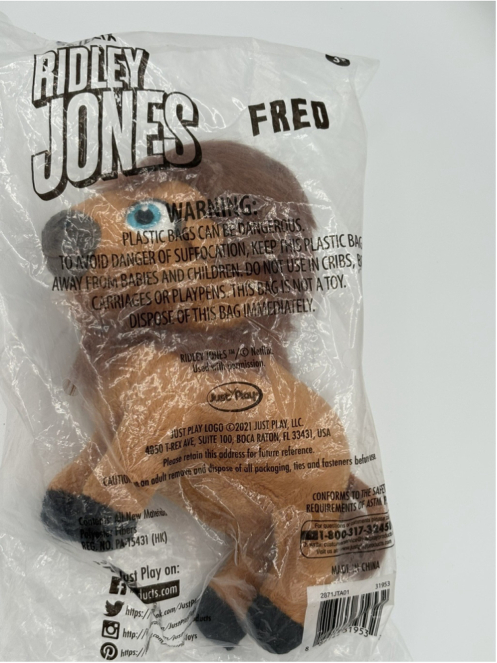 Netflix Ridley Jones 8-Inch Collectible Plush Stuffed Animal, Fred, Bison